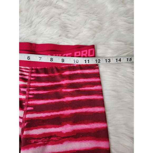 Nike Pro Womens Activewear Capri Pants Pink Mid Rise Stretch Stripe Pull On S - Picture 3 of 7